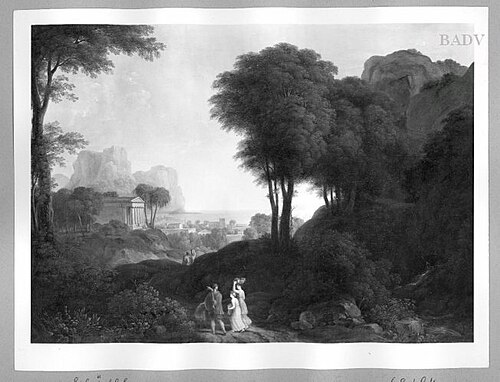 heroic-landscape with a temple near the coast, 1824, Johann Nepomuk Schödlberger