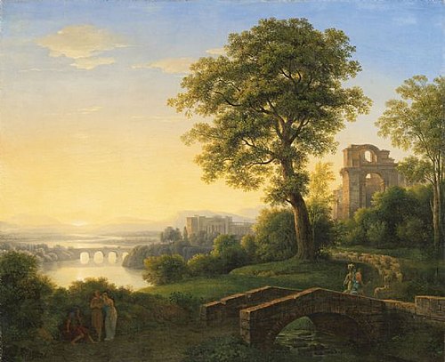 Arcadian Landscape with Castle, Ruins and Bridges, 1816, Johann Nepomuk Schödlberger