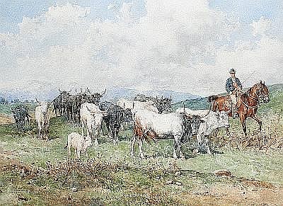 Cattle and drover, 1900, Giuseppe Gabani