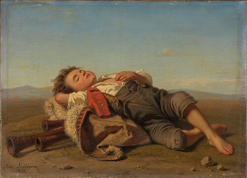The sleeping shepherd boy, 1856, Amalia Lindegren