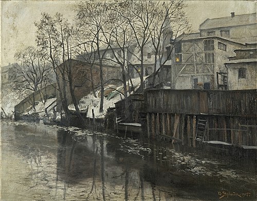 Ved Akerselven, 1915, Axel Stephansen
