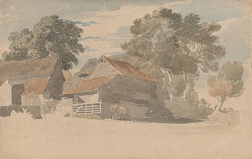 Farm Buildings with Trees, 1812, Henry Edridge