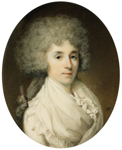 Miniature de Françoise Lambertine de Kolbel, Lady Payne et Ier baronne de Lavington (1767-1807)., 1790, Henry Edridge