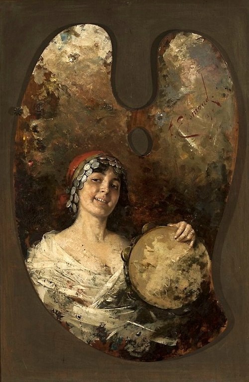 Palette avec une jeune gitane (Odalisque)., 1894, Franz Ejsmond