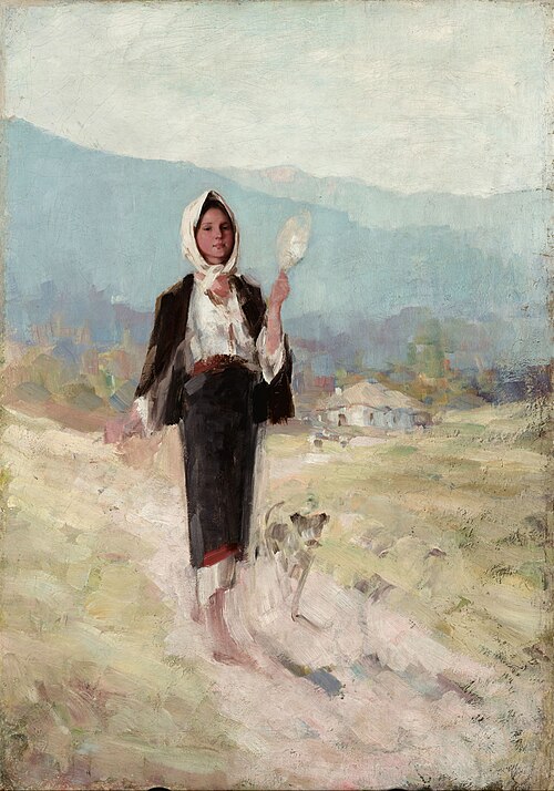 Peasant women with distaff, 1900, Nicolae Grigorescu
