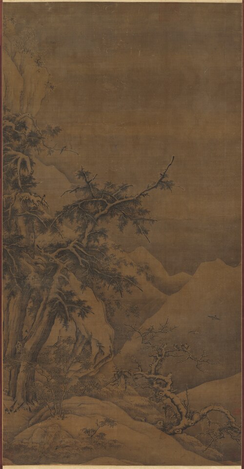 Birds in a Grove in a Mountainous Winter Landscape, 1149, 