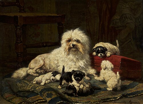 Dog with Five Puppies, , Henriëtte Ronner-Knip