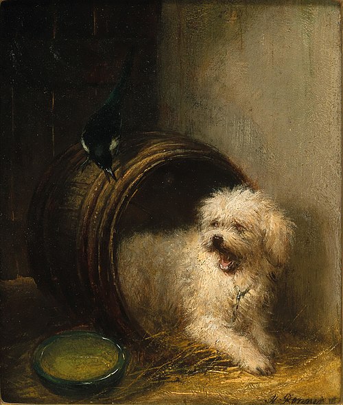 A Puppy in a Barrel, 1865, Henriëtte Ronner-Knip
