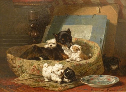 The Little Rascals (dog painting), 1874, Henriëtte Ronner-Knip