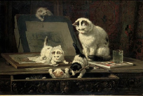 The Kitten's Art Lesson, 1865, Henriëtte Ronner-Knip