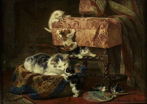 A Cat with Five Kittens, 1874, Henriëtte Ronner-Knip