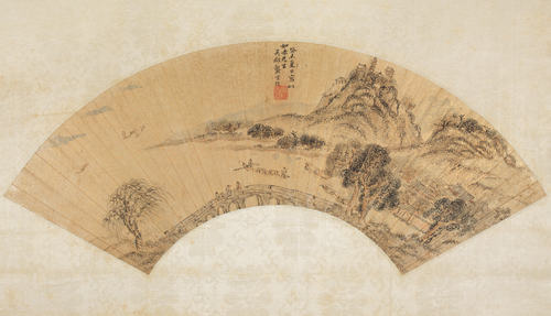 龚云从山水扇面, , Gong Yuncong