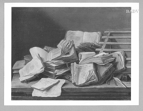 stillife with books, 1628, Jan Davidszoon de Heem