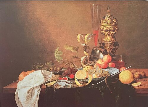 Oysters, fruit, tazza and columbine cup, 1643, Jan Davidszoon de Heem