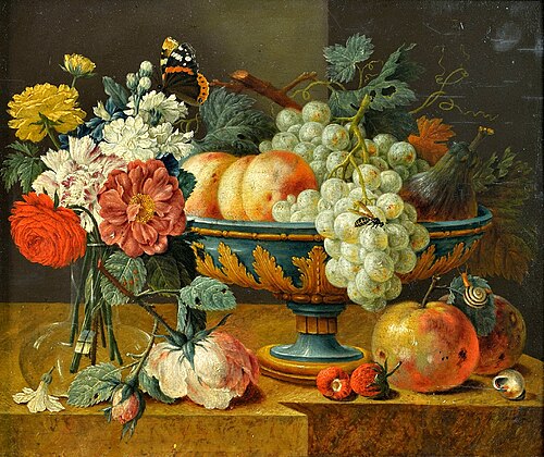 Fruit bowl with flowers., 1650, Jan Davidszoon de Heem