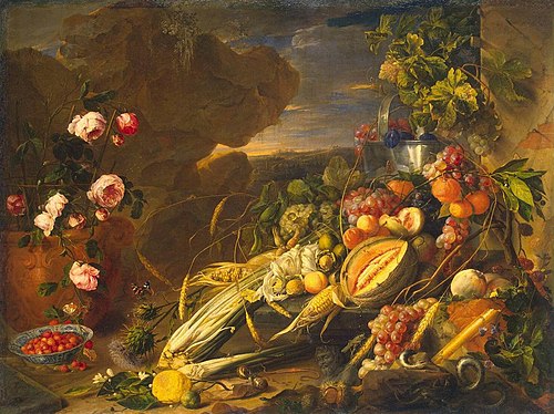 Fruit and a Vase of Flowers, 1655, Jan Davidszoon de Heem