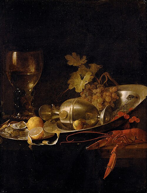 Still life with a "roemer", a fallen jug and a lobster, 1635, Jan Davidszoon de Heem