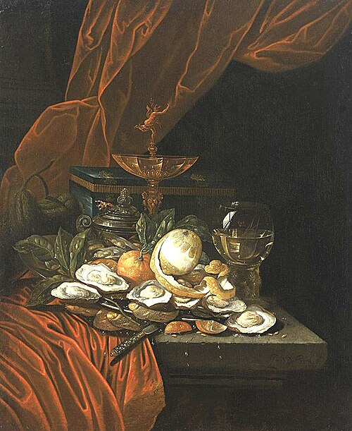 Stilleven met oesters, een tazza en een roemer, 1645, Jan Davidszoon de Heem