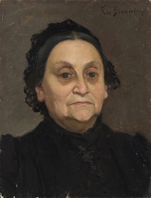 Fru Hilda Schönthal (1824-1892), förstudie till "Under kastanjen", 1891, Eva Bonnier