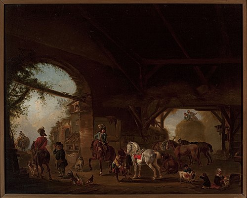 Genre scene at the farm, , Philips Wouwerman