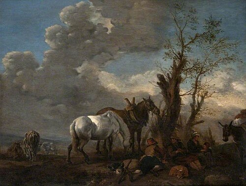 A Family of Itinerants Resting, , Philips Wouwerman
