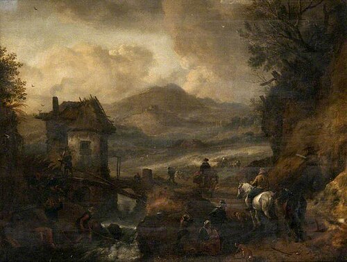 Landscape with a Watermill and Figures, , Philips Wouwerman