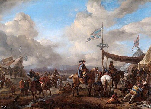 Camp Scene with Trumpeter and Farrier's Booth, 1665, Philips Wouwerman