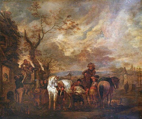 Outside the Farrier's Shop, Dawn, , Philips Wouwerman