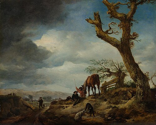 Dünenlandschaft mit Kaninchenjägern, 1648, Philips Wouwerman