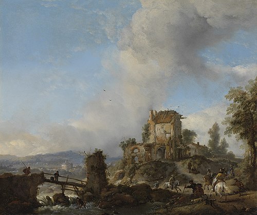 The stag hunt, 1650, Philips Wouwerman