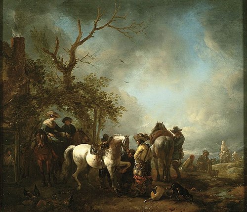 Halt at a Farrier's, 1666, Philips Wouwerman