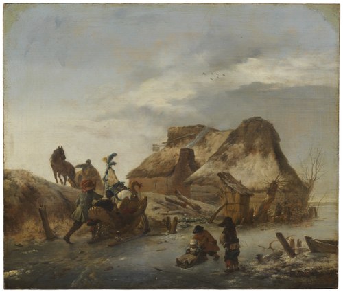 A Nobleman's Sleigh on the Ice, 1646, Philips Wouwerman