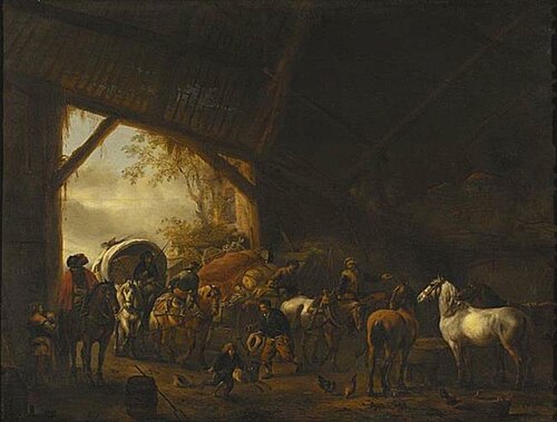 Wagons in a Barn, 1651, Philips Wouwerman