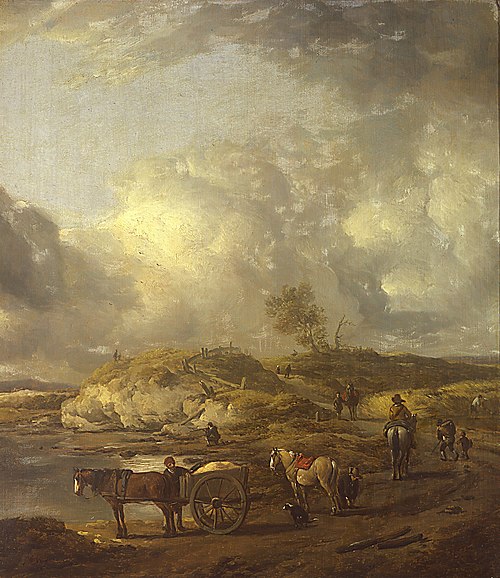 Dune landscape with horse and wagon and horsmen, 1660, Philips Wouwerman