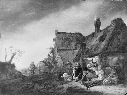 Outside an Inn, 1645, Philips Wouwerman