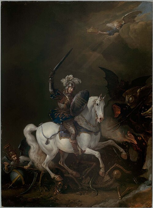 Knight Vanquishing Time, Death, and Monstrous Demons, 1662, Philips Wouwerman