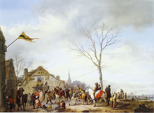 Village with "Herring pulling" farmers, 1653, Philips Wouwerman