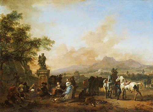 Rest at a Stag Hunt, 1666, Philips Wouwerman