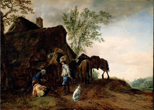 Halt of Cavaliers at an Inn, 1642, Philips Wouwerman