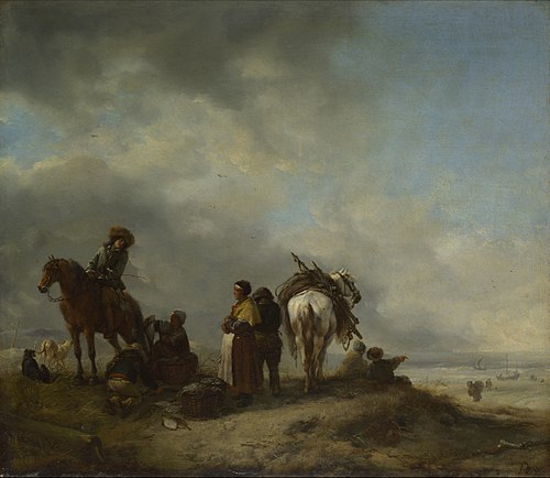 Seashore with Fishwives offering Fish, 1650, Philips Wouwerman