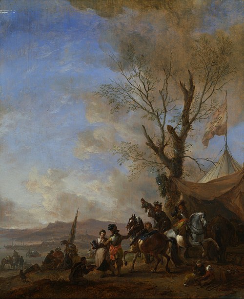 Cavalrymen halted at a Sutler's Booth, 1650, Philips Wouwerman