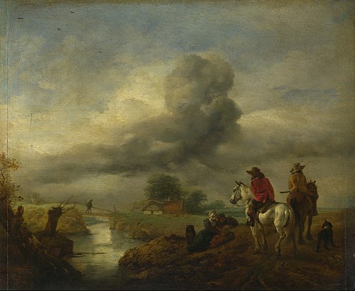 Two Vedettes on the Watch by a Stream, 1650, Philips Wouwerman