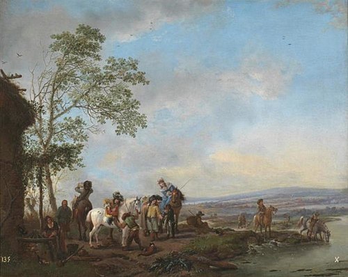 A Stop at an Inn, 1655, Philips Wouwerman