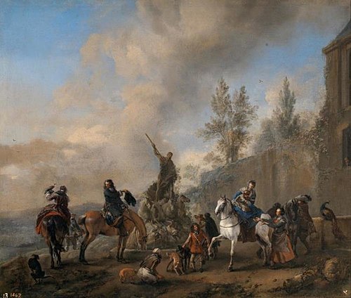 Falconers setting out on a Hunt, 1665, Philips Wouwerman