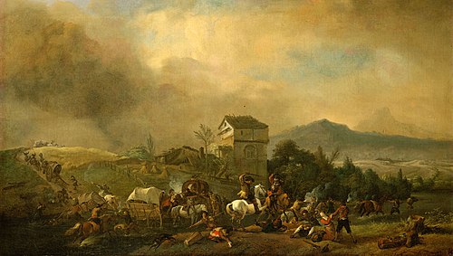 Robbers attacking Baggage Wagons, 1662, Philips Wouwerman