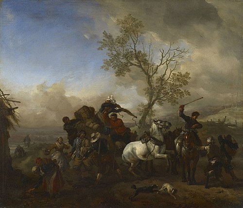Robbers Attacking a Market Cart, 1657, Philips Wouwerman