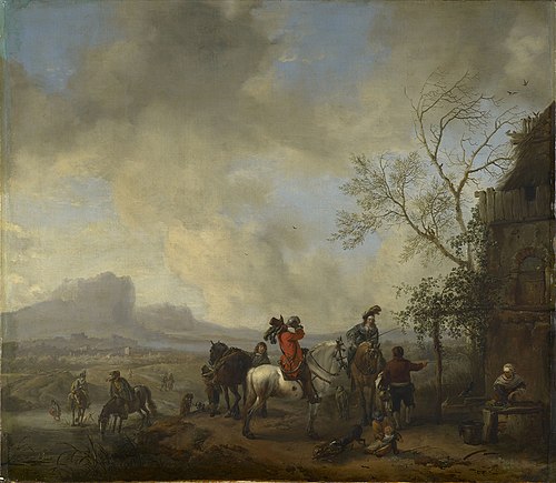 A Hunting Party Halting at a Wayside Inn, 1664, Philips Wouwerman