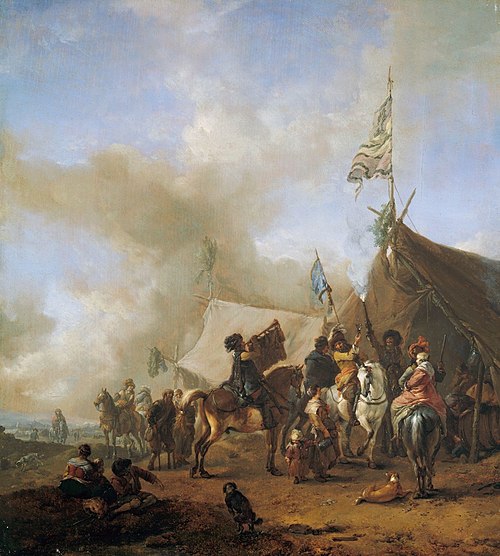 Cavalry at a Sutler's Booth, 1654, Philips Wouwerman