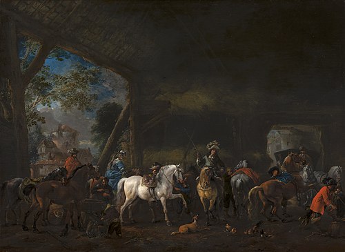 'The Arrival at the Stable', 1665, Philips Wouwerman