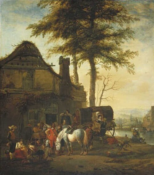 The Stop in Front of the Inn, 1651, Philips Wouwerman